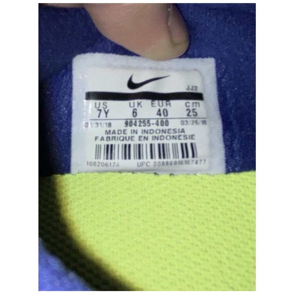 Nike Free Blue White Swoosh Lime Green Sz 7 Youth Wmn 8-8.5 Equivalent Sneakers - Picture 4 of 7